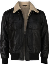 G1 Navy Cowhide Black Bomber Jacket for Men with Warm Sherpa Shearling for Winters - MNCLeather